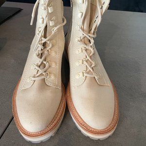 Dolce Vita Off White Canvas Lug Sole Boot Size 10 - NEW
